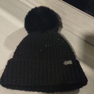 Steve Madden Black Knit Hat w/ Pom-Pom New
